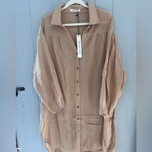 Mustard Seed Beige Tan NWT OVERSIZED Shirt Dress MEDIUM